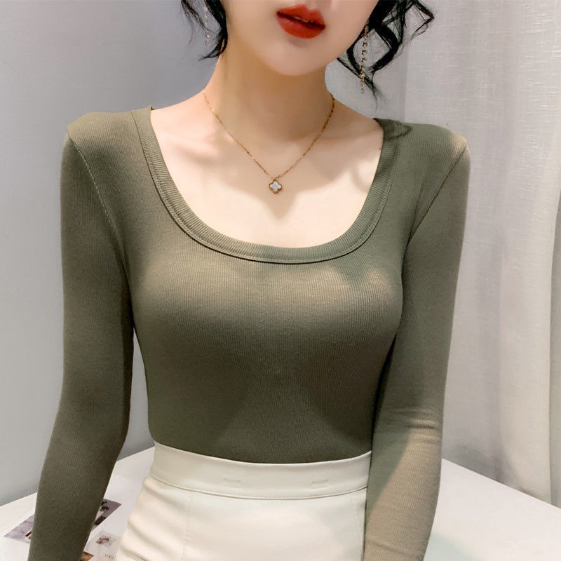 Áo Thun Tay Dài Cổ Chữ U Phong Cách Phương Tây Thời Trang Thu Đông Cho Nữ Size M-3Xl 10 Styl