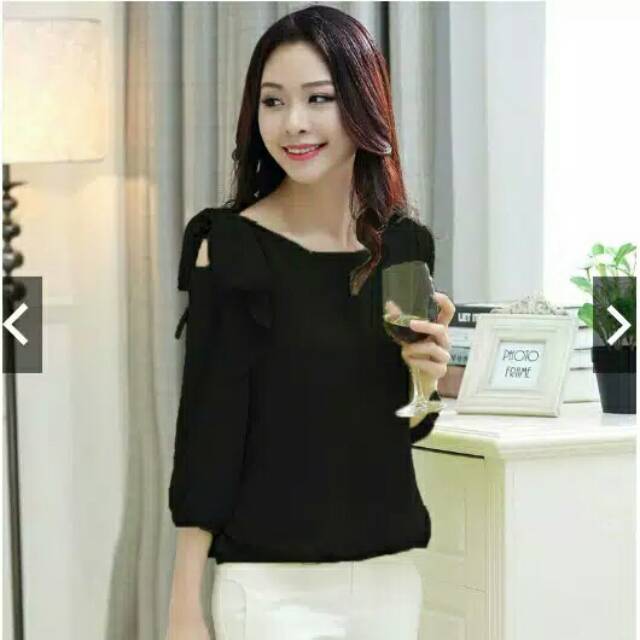 (Hàng Mới Về) Set 3 Áo Blouse Tay 3 / 4 Phong Cách Hàn Quốc