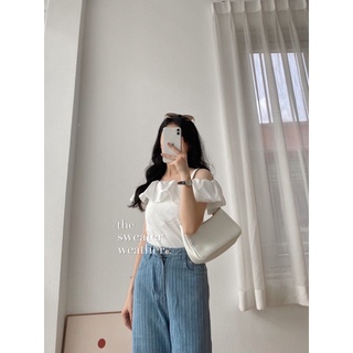Áo trễ vai trắng thun co dãn