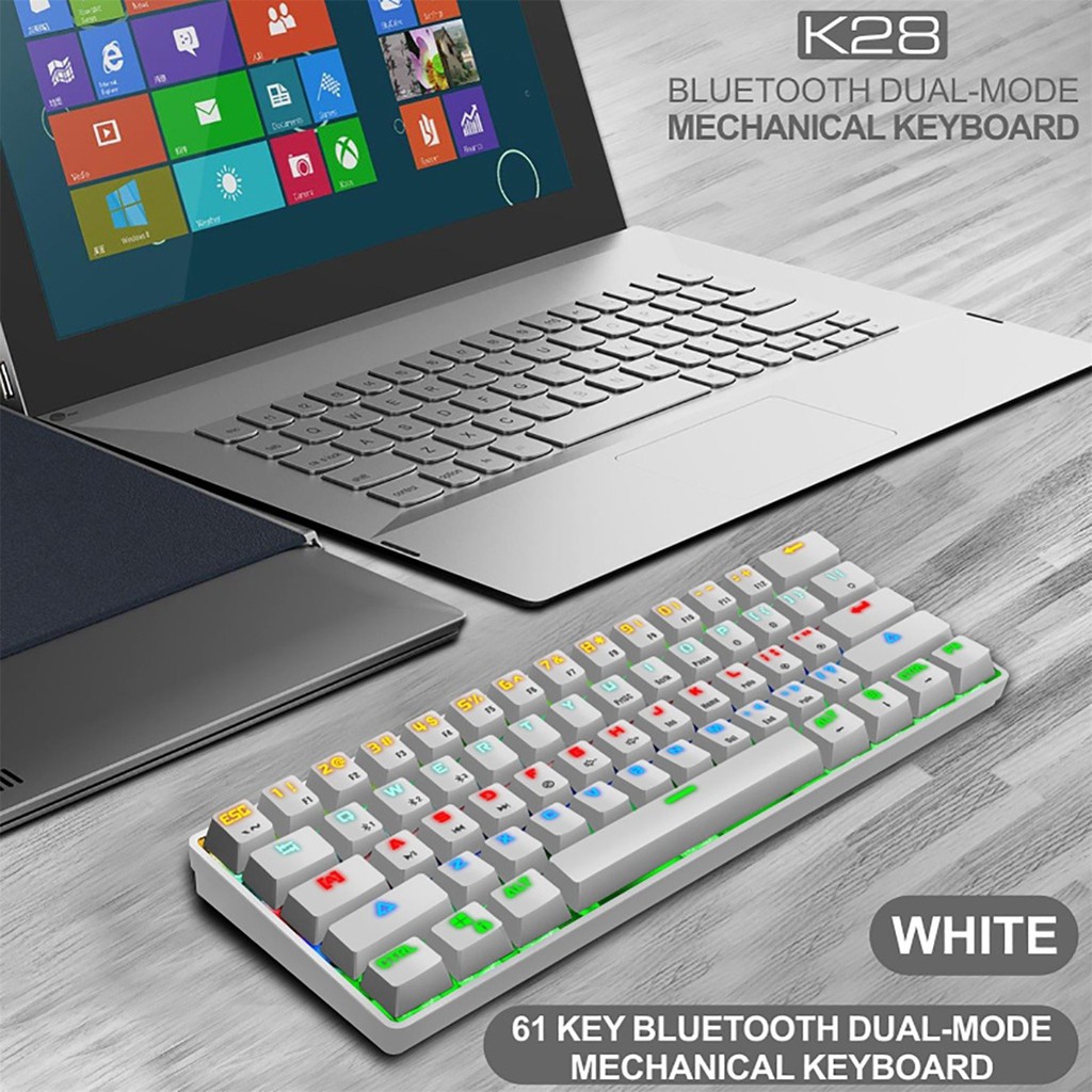 K28 RGB - Bàn phím cơ gaming không dây Bluetooth K28 Led RGB 61 phím dùng cho điện thoại / Laptop / PC - Chính Hãng