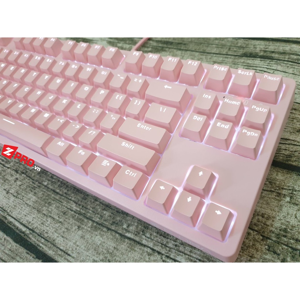 Bàn phím cơ EDRA EK387 Pink Huano switch version 2021 - Phiên bản màu hồng cực cute - Cam kết chính hãng - BH 2 năm