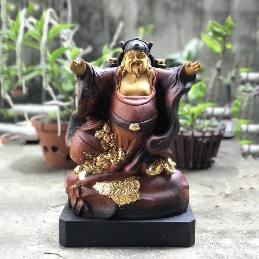 Tượng gỗ Thần Tài Nghênh Hỷ Hương vân nguyên khối 💞 mang tài lộc về cho gia chủ