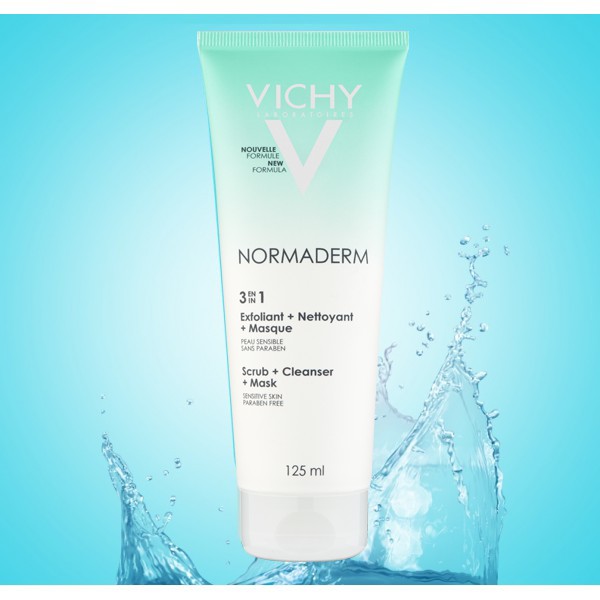 Kem Tẩy Tế Bào Chết 3 Tác Dụng Vichy Normaderm 3in 1 Scrub + Cleanser + Mask 125ml