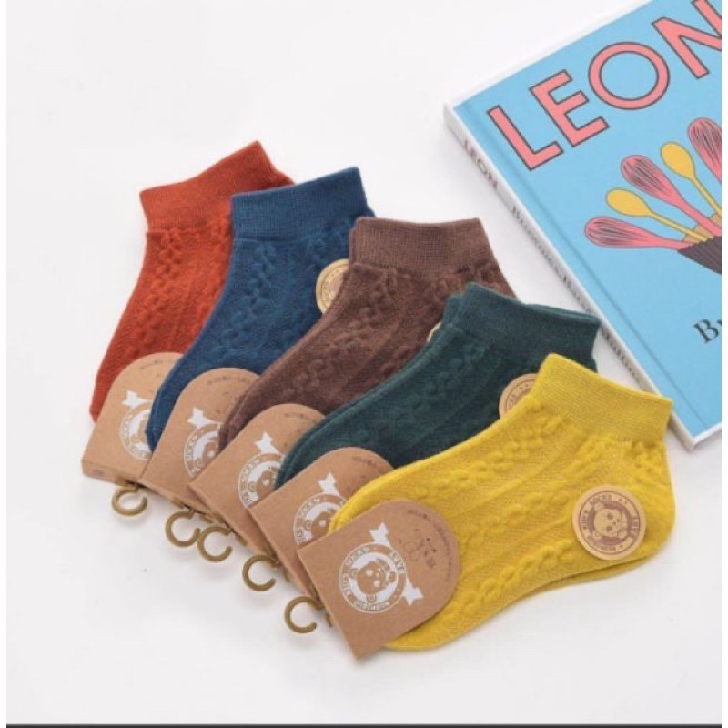 Sét 5 đôi tất gân vặn thừng cổ ngắn cho bé(1-12 tuổi)