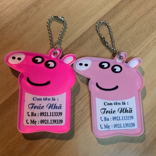 Thẻ Tên Treo Cặp Cho Bé Hình Heo Peppa ( 1 mặt )