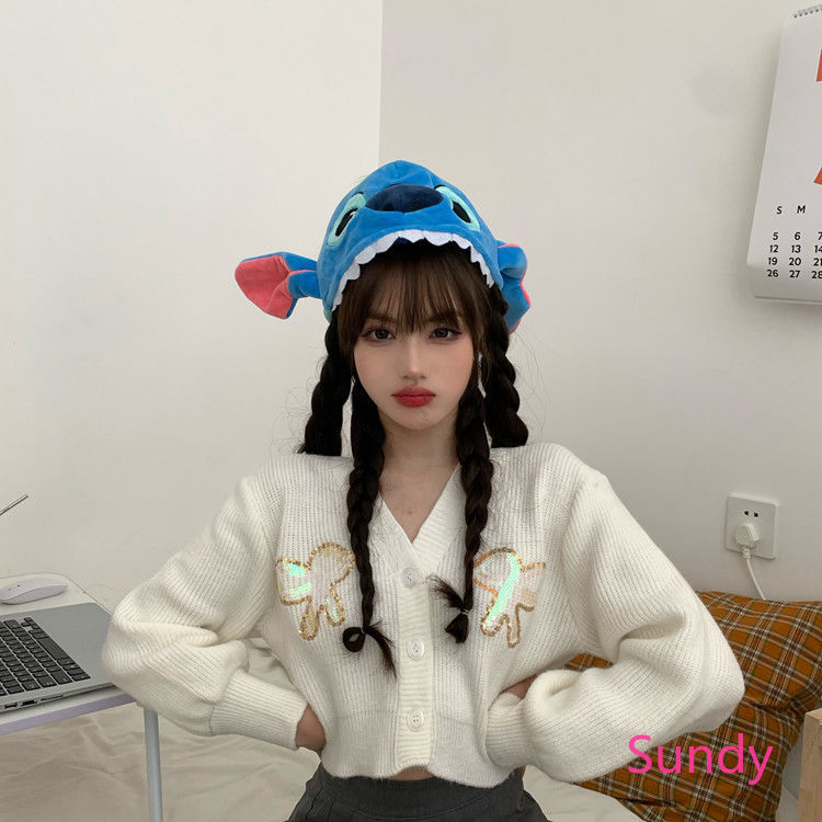 Áo Khoác Cardigan Dệt Kim Tay Dài Màu Tím hợp Thời Trang
