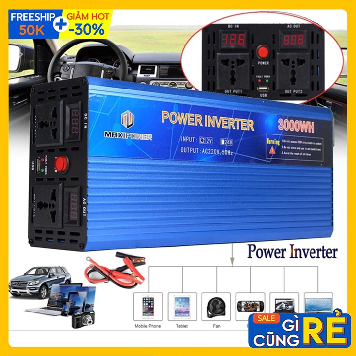 Máy đổi nguồn điện công suất 3000W Maxipower Từ 24V lên 220V