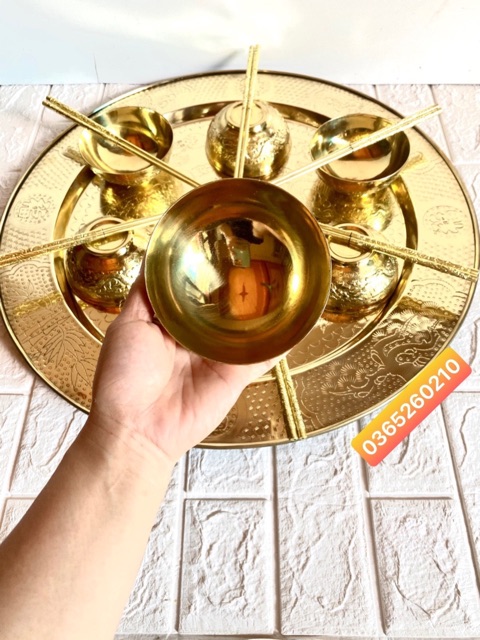 BỘ MÂM BÁT ĐŨA TRẠM HOA VĂN RỒNG PHƯỢNG CHẤT LIỆU BẰNG ĐỒNG | BigBuy360 - bigbuy360.vn