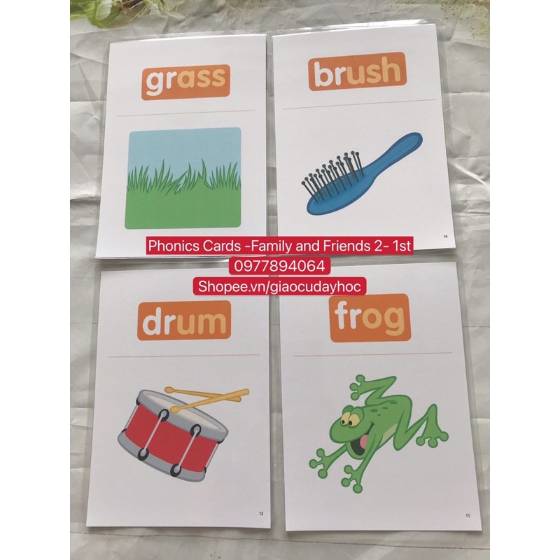 Thẻ phonics Family and Friends 2- 1st -56 thẻ ép plastics bền đẹp