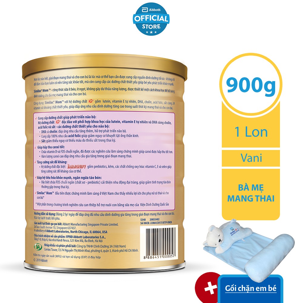 [Tặng Gối Chặn Cho Bé] Sữa Bột Similac Mom 900g