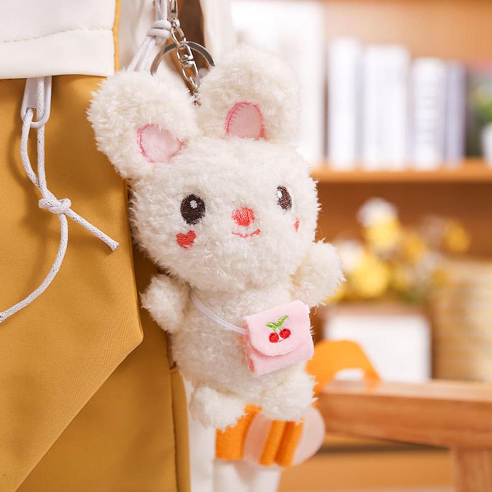 Móc khóa hình thỏ cừu nhồi bông mềm mại dễ thương
