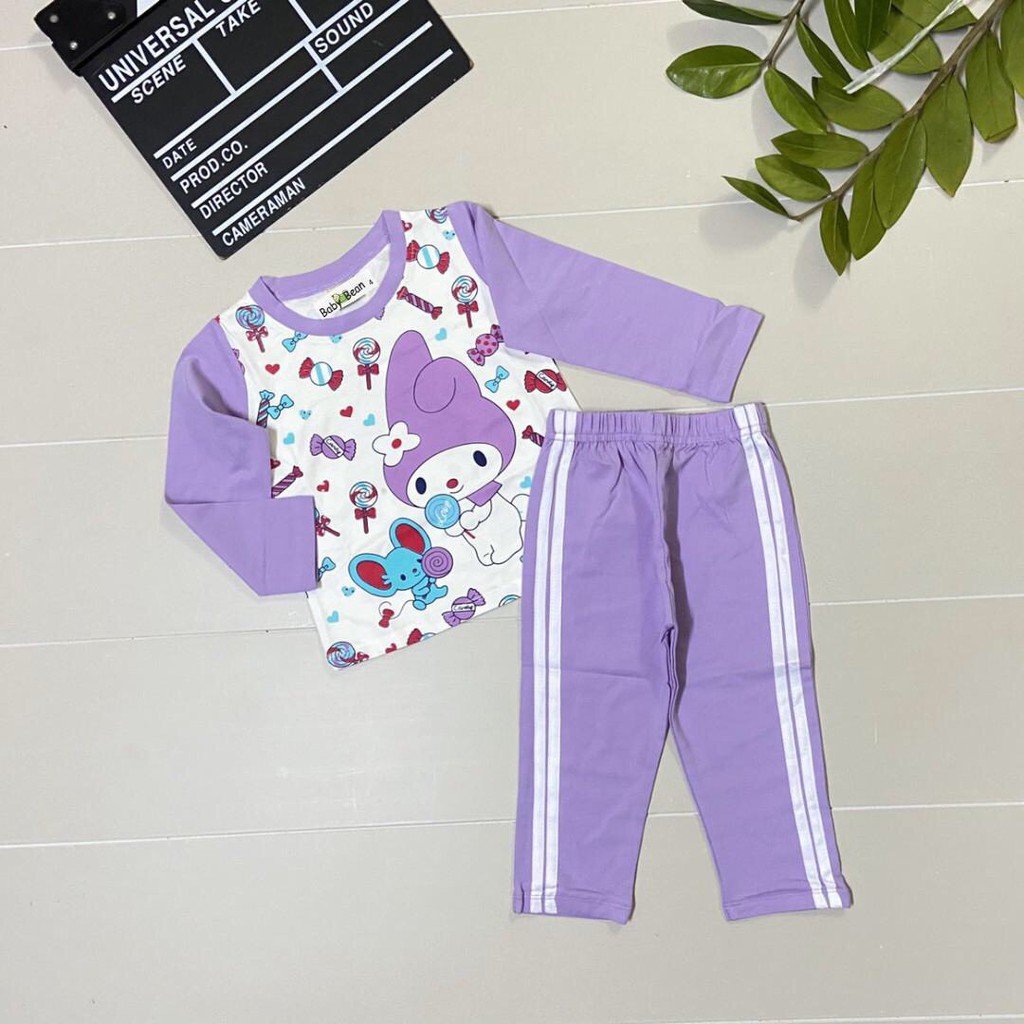 Bộ Đồ Thun Cotton Dài Tay in hình Thỏ &amp; Chuột bé gái BabyBean