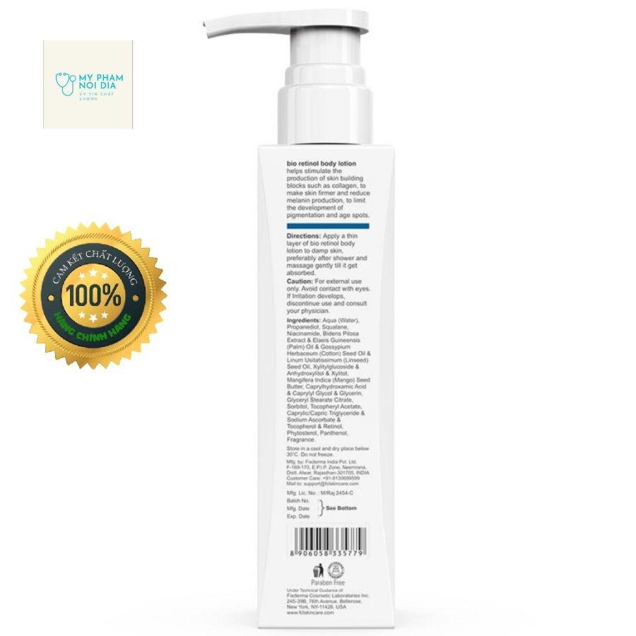 Lotion Trẻ Hoá Sáng Da Dưỡng Ẩm Fixderma FCL Bio Retinol Body Lotion 200ml