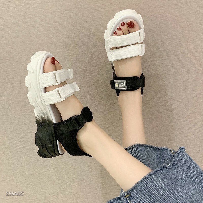 Giày SANDAL phong cách-đẳng cấp 3 quai độn đế siêu nhẹ 3 màu Da Cam - Đen- Xanh Lam