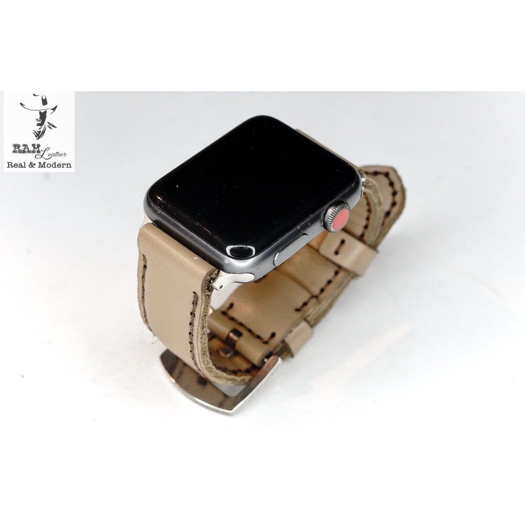 Dây Apple Watch , iWatch , iphone Watch da bò màu trà sữa RAM Leather Milk Tea