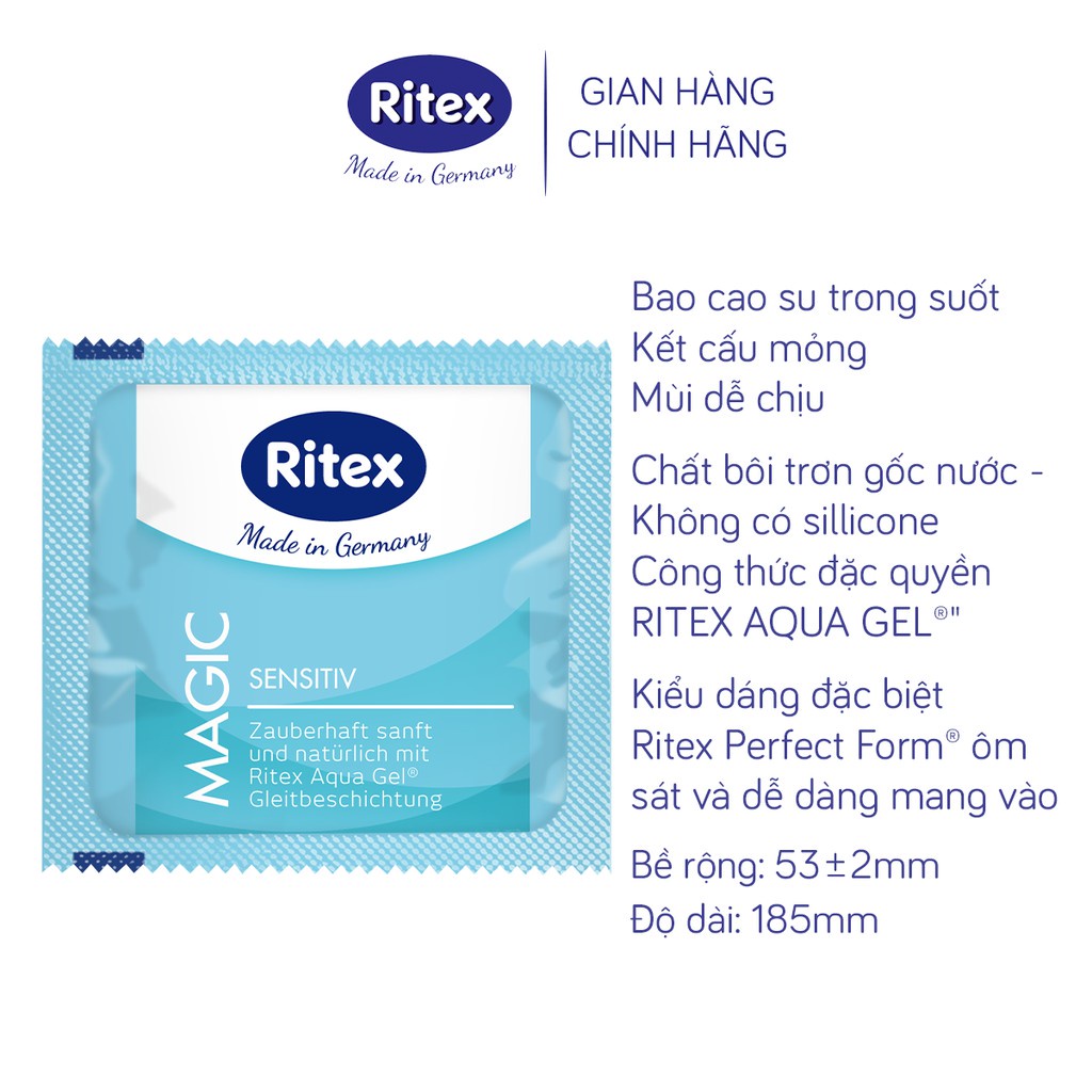 Bao cao su Ritex Magic tăng cường khoái cảm 1 bao - Hàng nhập khẩu chính Global Pharma