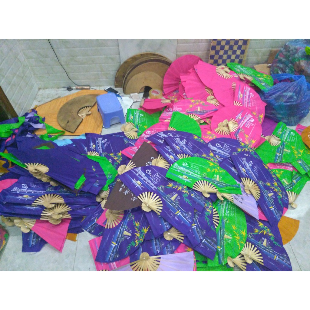 Combo 10 Quạt vải Huế_Size 2 dài 32cm, xòe 58cm
