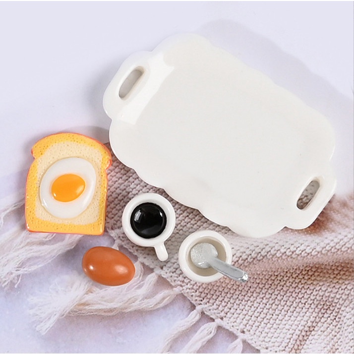 Mô hình khay thức ăn sáng decor nhà búp bê, dollhouse