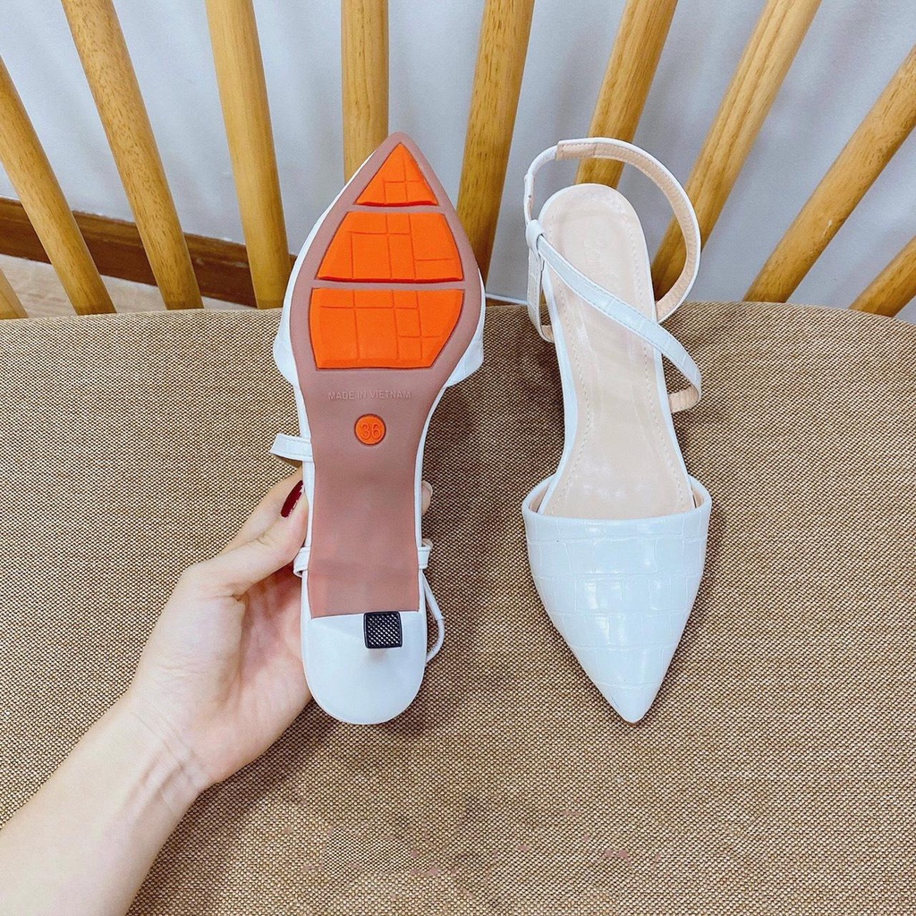 Giày Cao Gót Mũi Nhọn Vân Cá Sấu Đi Tiệc - YUME G0011