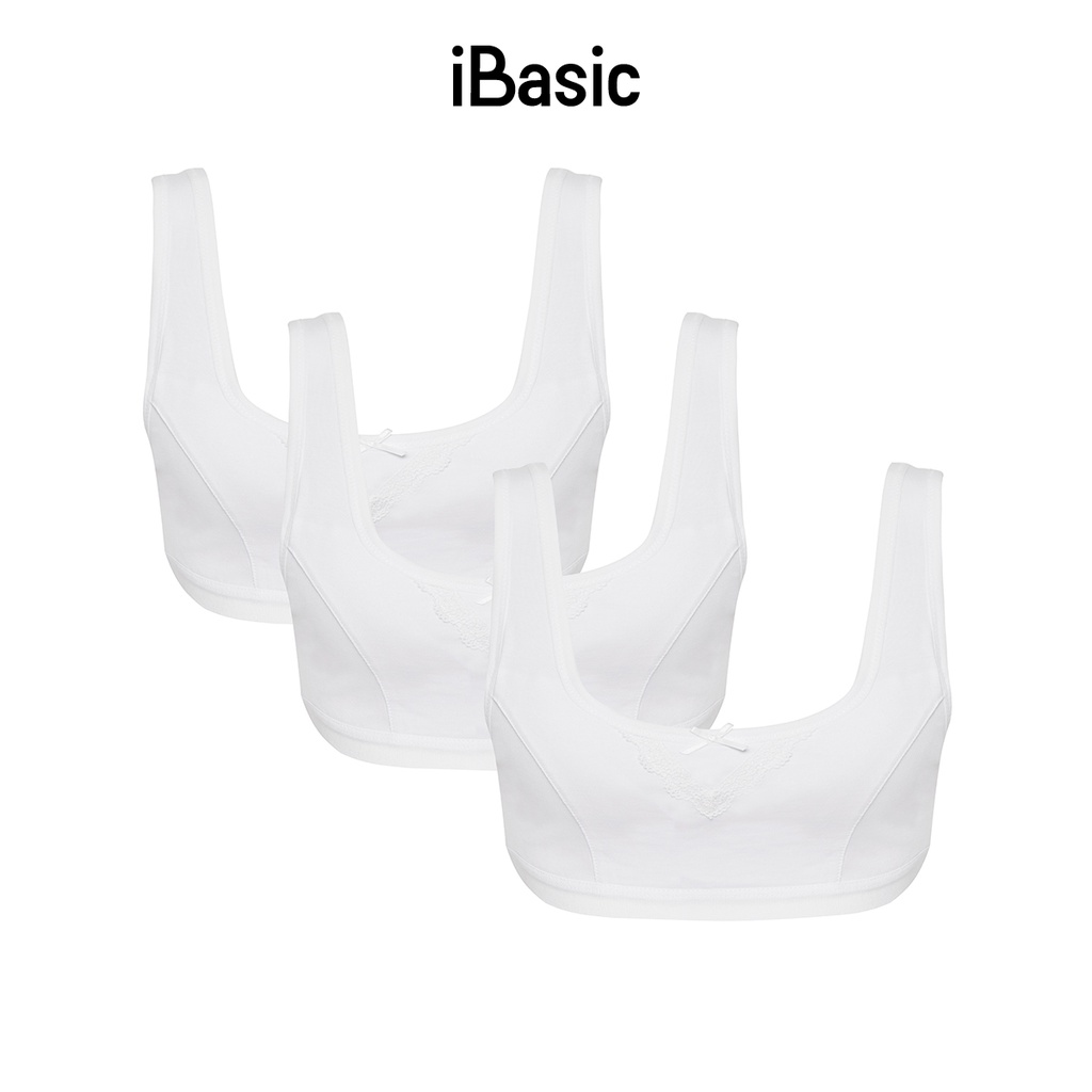 Combo 3 áo ngực học sinh cotton tròng cổ iBasic BRAT003