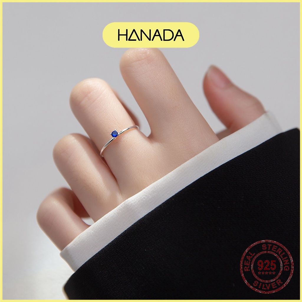 Nhẫn Bạc 925 Hanada N1234.R.1.B.160.0640 Đá Xanh