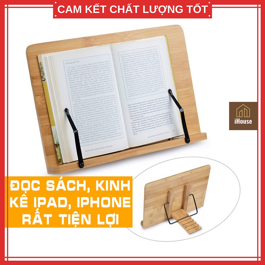Kệ Đọc Sách Gỗ Để Bàn Thông Minh, Giá Đỡ Ipad Iphone Và Đọc Kinh Bằng Gỗ Đa Năng Tiện Lợi Chống Mỏi Lưng Mỏi Mắt