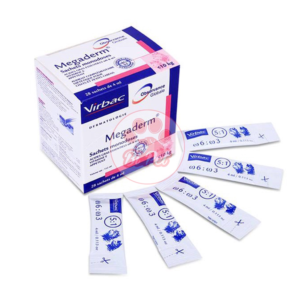 Gel Dinh Dưỡng Cho Mèo - Virbac Megaderm - Giảm Ngứa Dị Ứng , Giảm Rụng Lông , Mượt Lông ( 4ML /1)