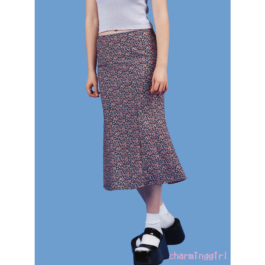 Chân váy họa tiết hoa dáng dài thời trang nữ tính