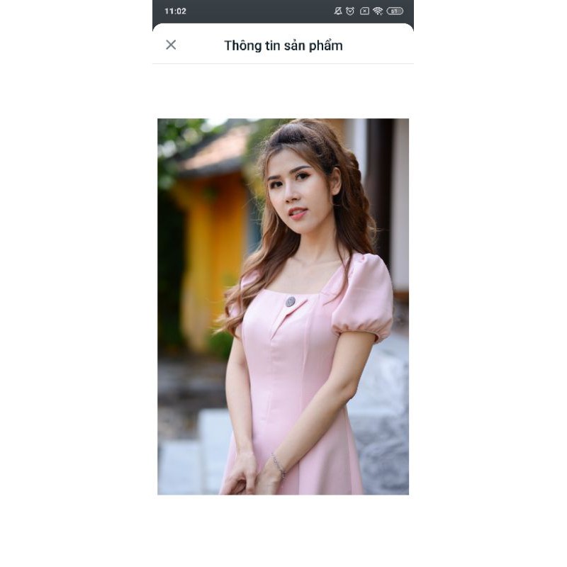 Đầm vai phồng nút cổ Bemine