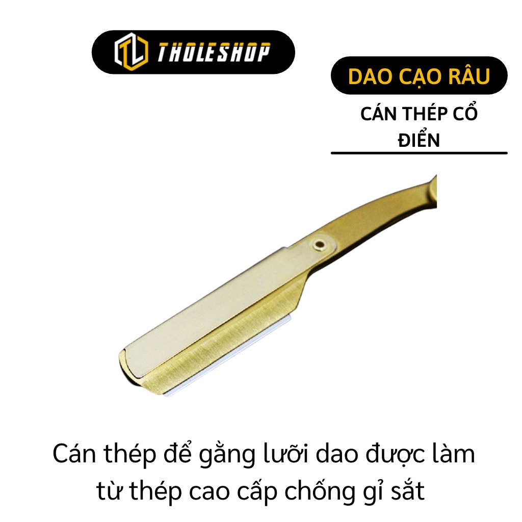 Dao Cạo Râu - Dụng Cụ Cạo Râu Cổ Điển Màu Vàng, Chuyên Dùng Dụng Cho BarberSHOP, Salon 7373