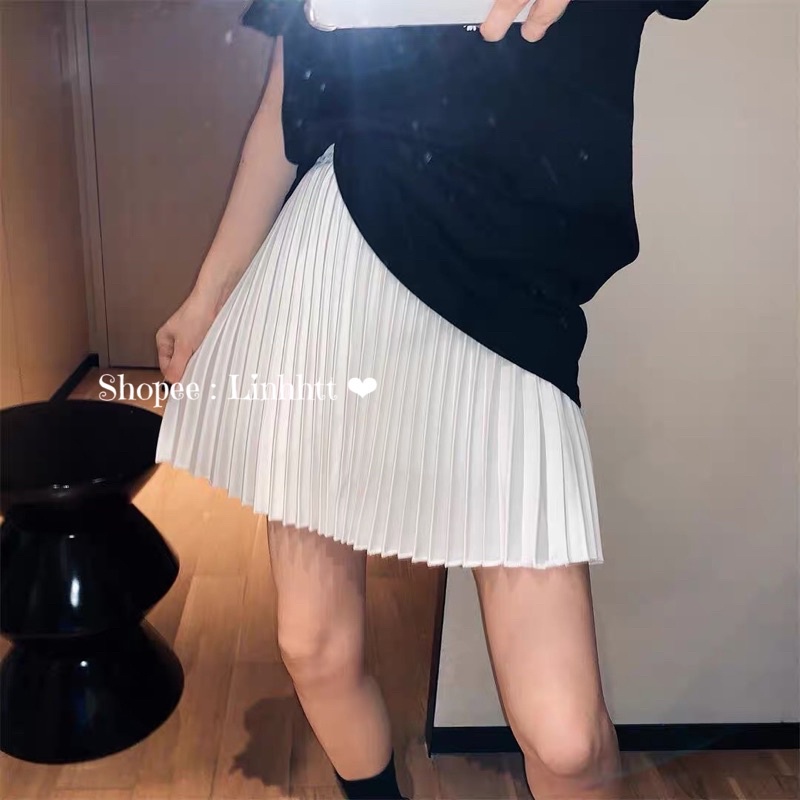 Chân váy ngắn xếp ly nhỏ BASIC Ulzzang đủ size Chân váy dập ly ngắn có quần trong chân váy ulzzang linhhtt Linh htt
