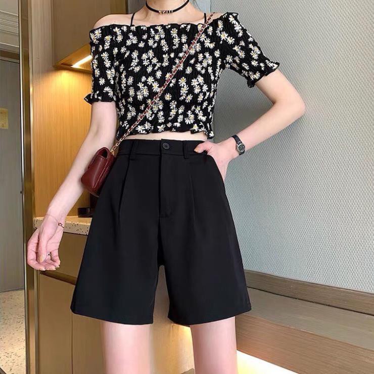 Quần Lửng Nữ Ống Rộng Hàn Quốc LyLy Quần Sooc Đùi Lửng Culottes Ngố Màu Đen Đẹp Mặc Nhà Vải Thun Tuyết Mưa QD006 | BigBuy360 - bigbuy360.vn