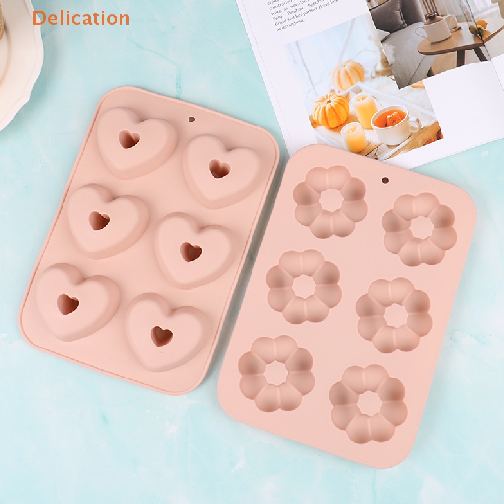 Khuôn Silicone 6 Ngăn Làm Bánh Donut Tráng Miệng DIY