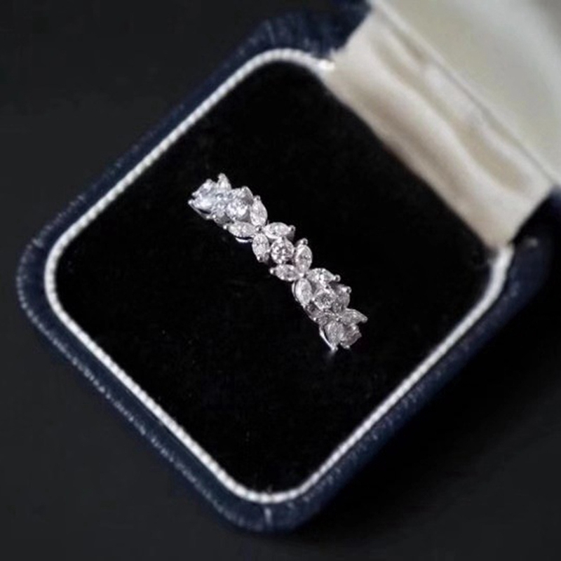 Nhẫn Cưới Mạ Bạc S925 Hình Bướm Đính Đá Sapphire Sang Trọng