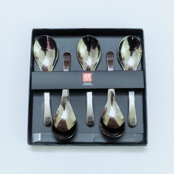 Set 5 thìa inox ZWILLING - STAINLESS STEEL sâu lòng, cán dày, sáng bóng, kèm hộp đựng sang trọng