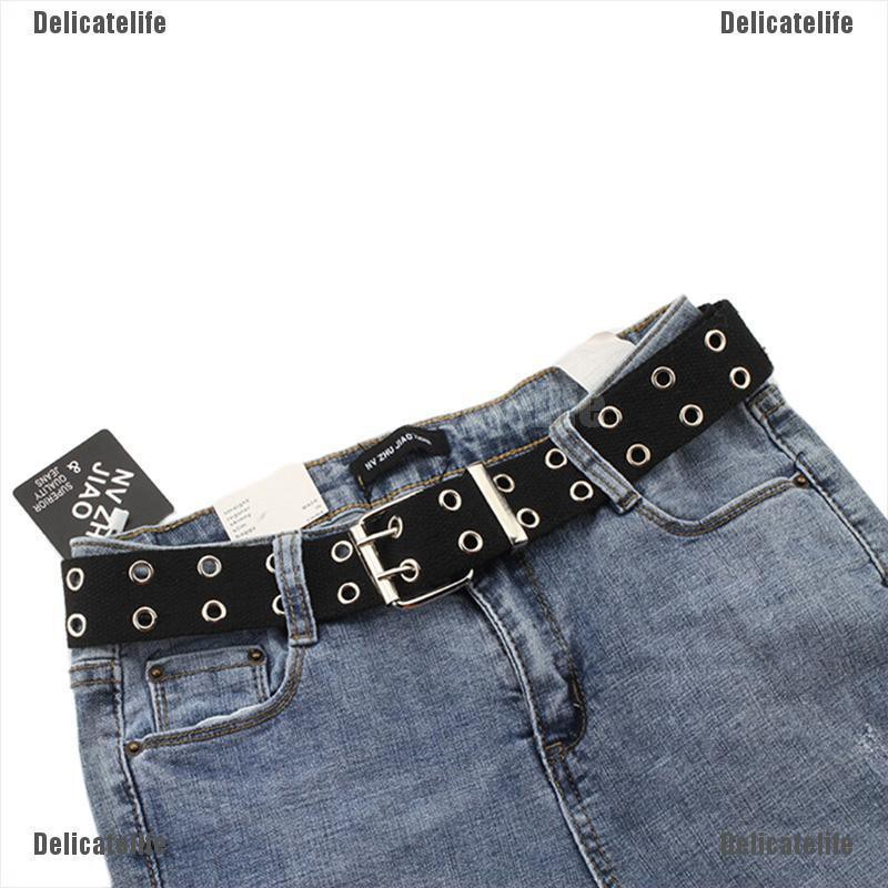 Thắt lưng hai hàng lỗ 130cm chất liệu canvas nylon dành cho nữ