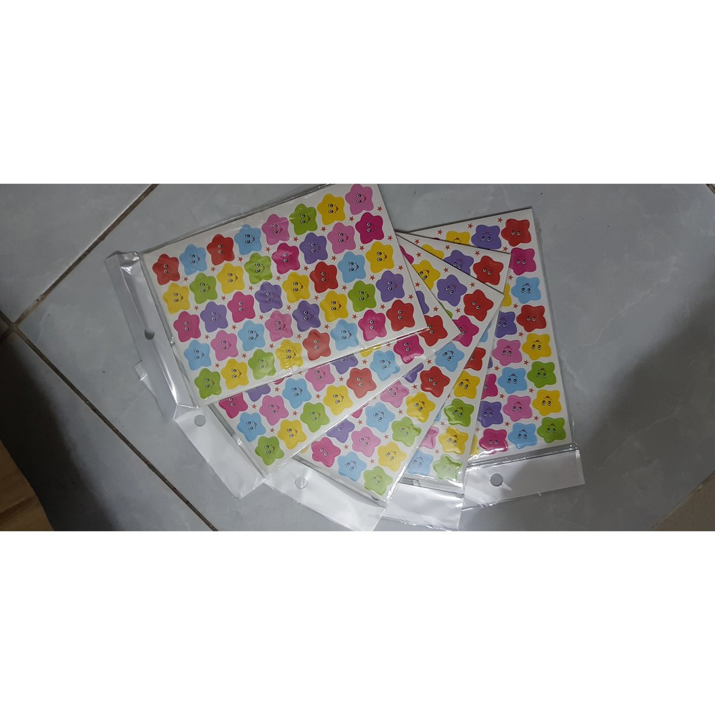 Set 10 tờ sticker táo, mặt cười, sao