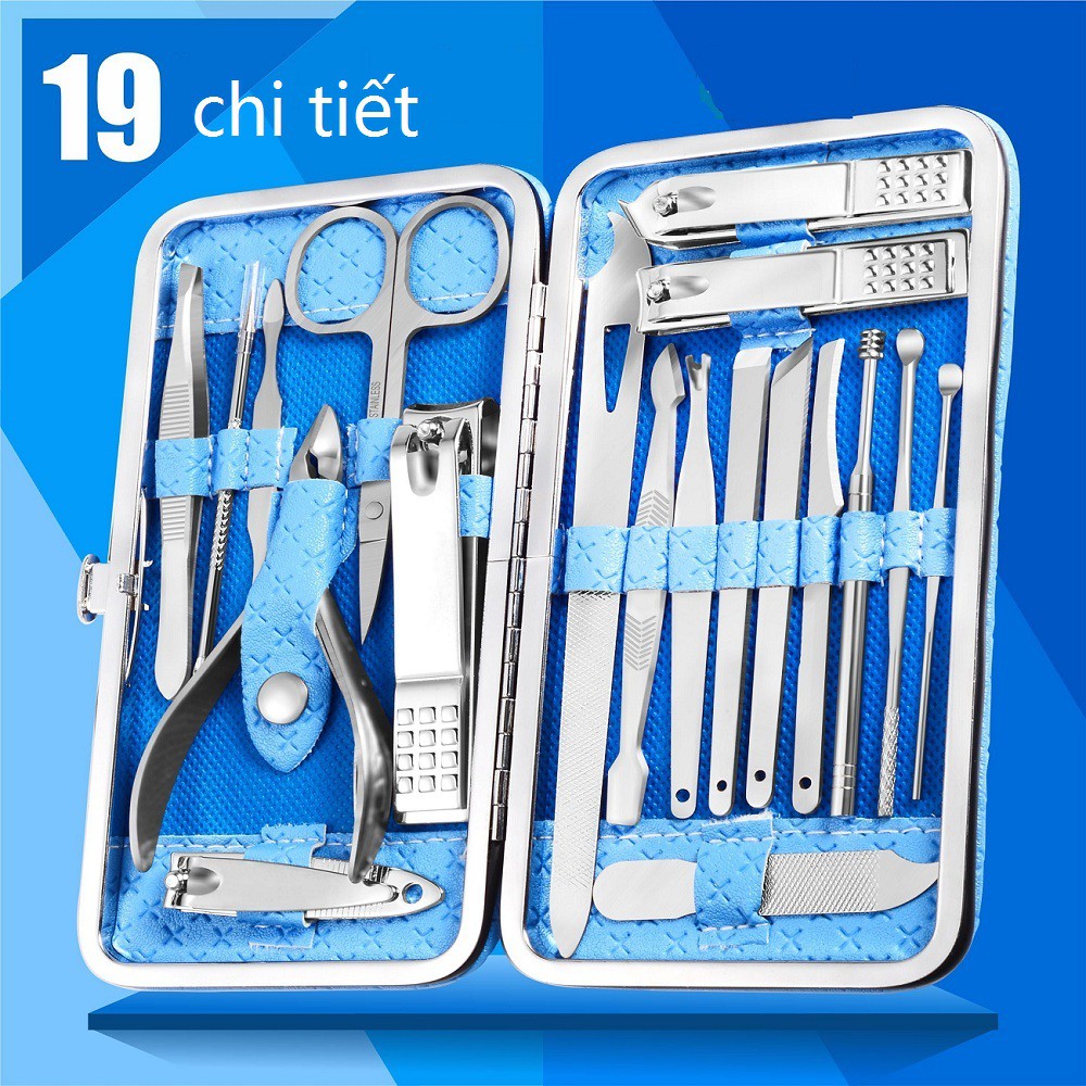 Bộ bấm móng tay 19 món thép không gỉ-bộ cắt móng tay cao cấp