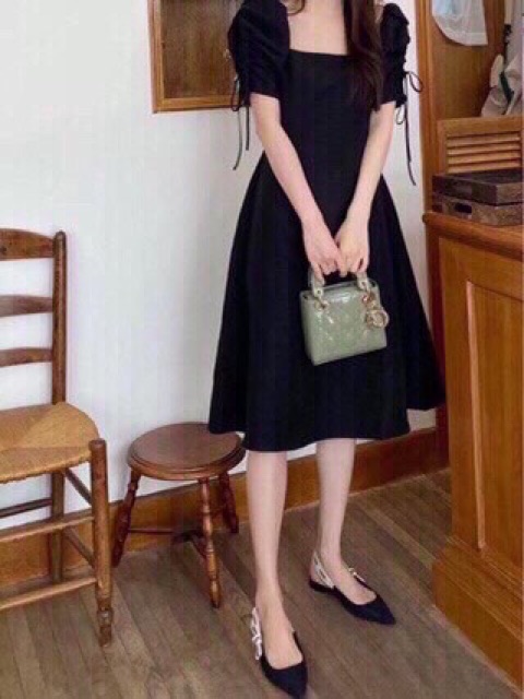 Váy Đầm Đũi Dữ tiệc dạo phố tay phồng rút dây | BigBuy360 - bigbuy360.vn