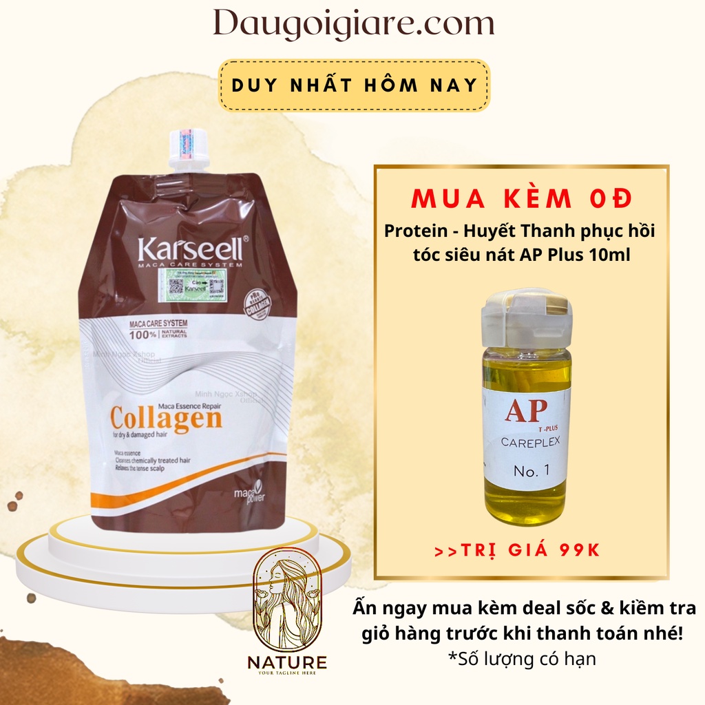 Kem Ủ Tóc Collagen Karseell Maca 500ML Phục Hồi Tóc Hư Tổn Siêu Mềm Mượt Hương Nước Hoa Hàng Chính Hãng