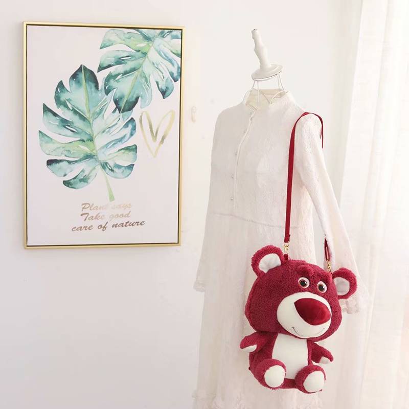 Ba lô đeo vai thiết kế chú gấu Disney vải lông đáng yêu mini dành cho bé gái