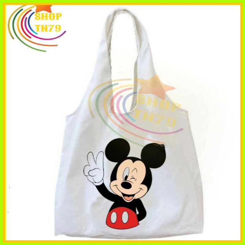 Túi đeo vai thời trang vải canvas mềm loại to đi hoc , đi chơi , đi làm đều rất đẹp - CHUỘT MICKEY