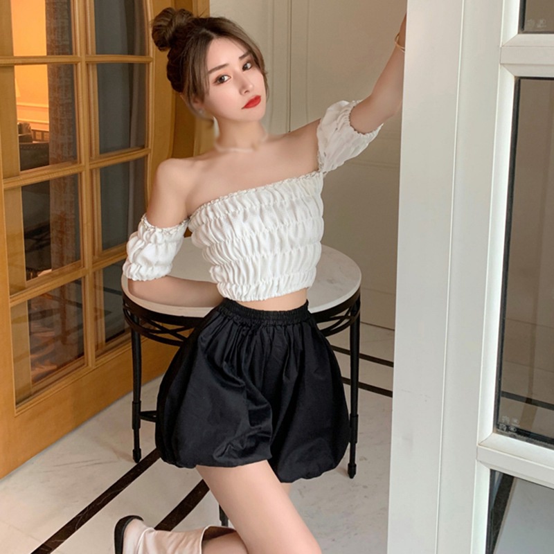 Quần Ngắn Lưng Thun Ống Rộng Thời Trang Cho Nữ