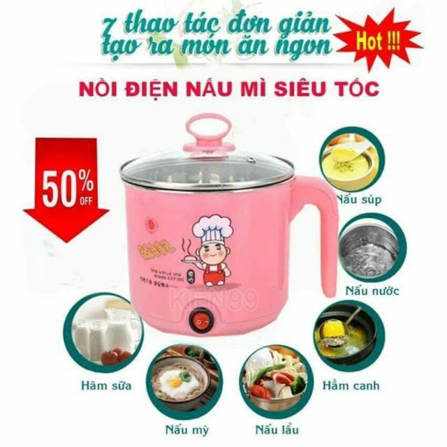 [XÃ KHO] CA NẤU MÌ, LẨU, CANH 18CM SIÊU TỐC CÓ LỒNG HẤP NHỰA, CÁN DÀI [HCM]