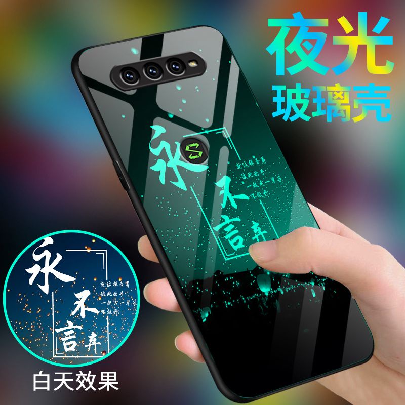 Ốp Điện Thoại Mặt Kính Viền Mềm Màu Dạ Quang Cho xiaomi Black Shark 4 4pro