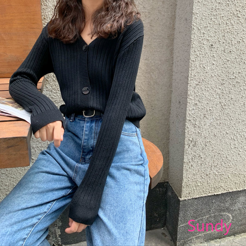 Áo Khoác Len Cổ Chữ V Thời Trang Thanh Lịch Dành Cho Nữ