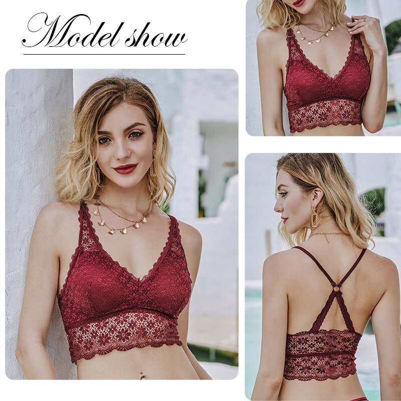 Take Talk Áo lót ren mềm mại có mút nâng ngực size S-XL