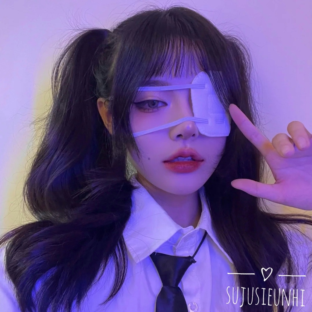 Băng bông che mắt màu trắng phong cách manga Nhật Bản cá tính/ bịt mắt anime, cosplay