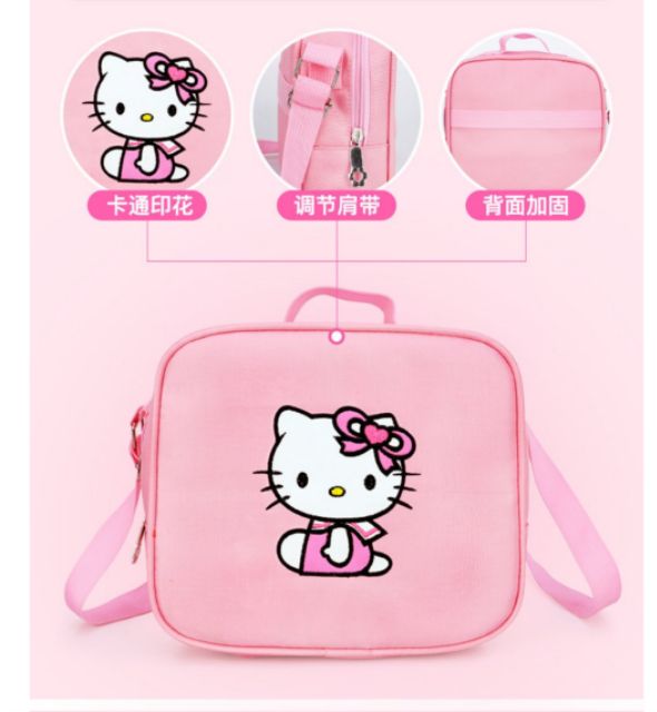 Sét Balo đi học, túi xách, túi đựng bút hello kitty