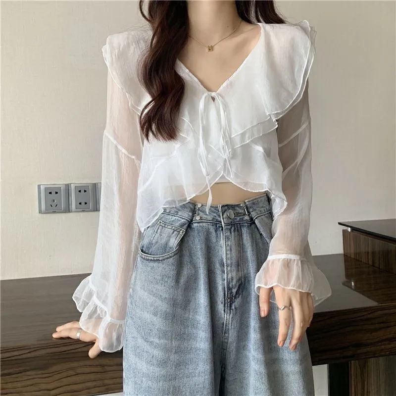 Áo Cardigan Tay Loe Cột Dây Chống Nắng Dành Cho Nữ